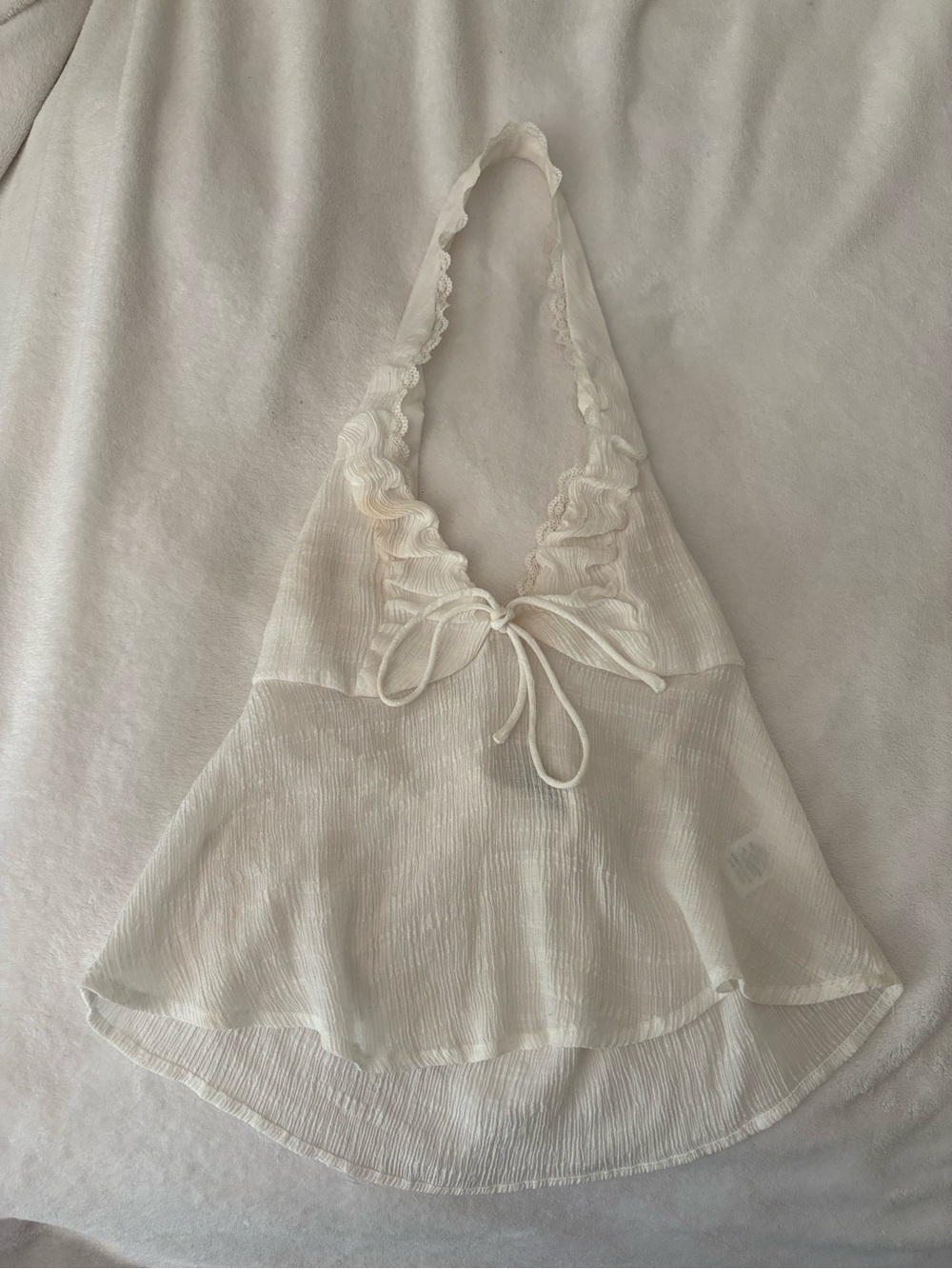 Pacsun Ivory Halter Tie-Front Camisole (slight discoloration on front)
